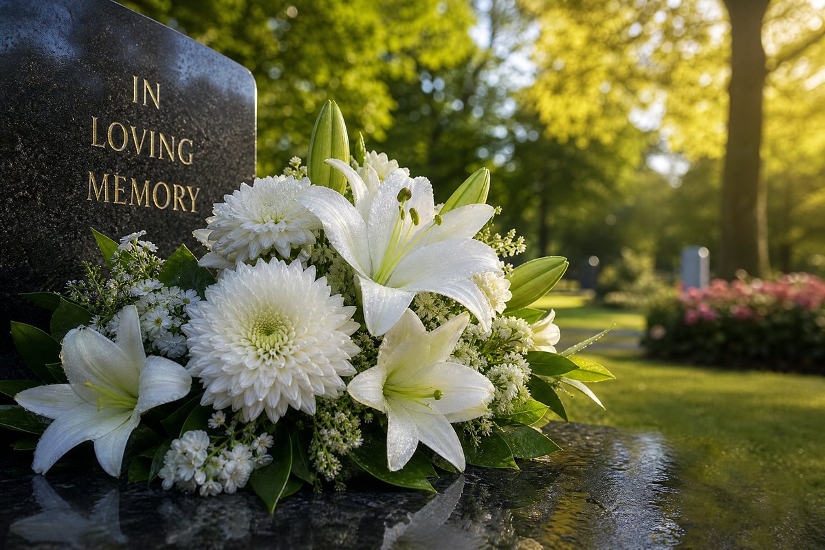 纪念白百合花束 In Loving Memory,寄托对逝者的追思